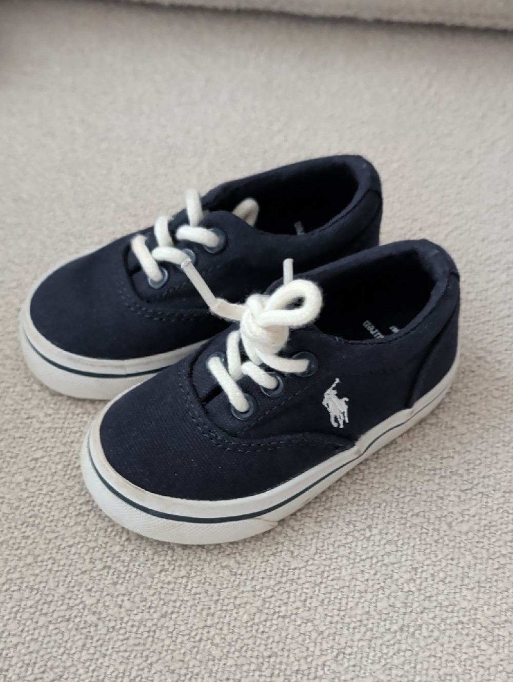 Polo by Ralph Lauren Navy and White Kids Canvas Sneakers